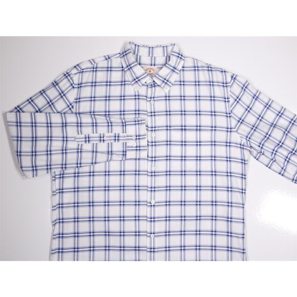 Brooks Brothers Red Fleece Blue White Check Plaid Button Up Shirt XL - Picture 3 of 7